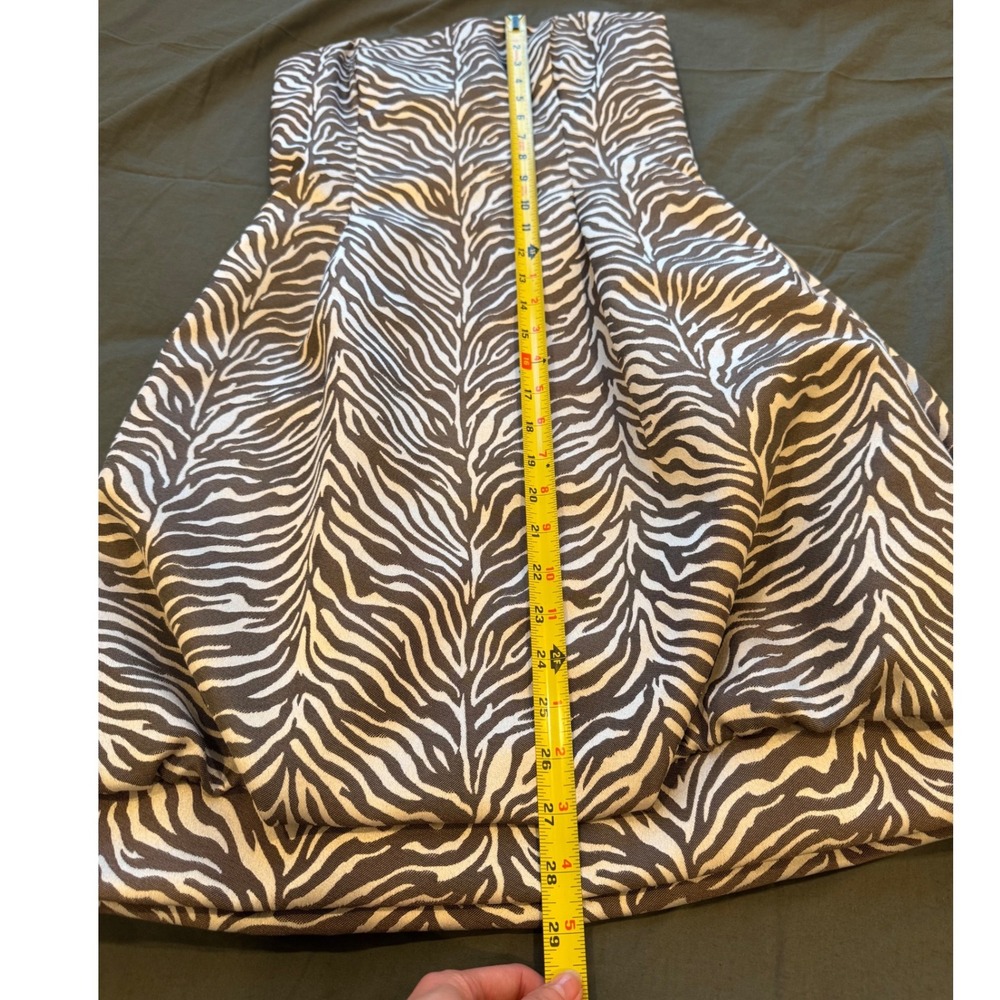 Vintage Jessica McClintock Zebra Print Bubble Hem Strapless Y2K Dress Silver 6 - Picture 8 of 10